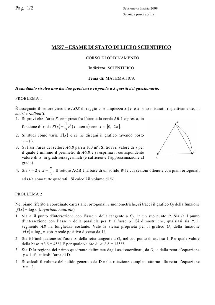 tema esame di stato 2009 tema esame di stato 2009